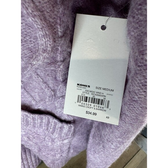 Croft &Barrow Cardigan Women’s Size M Purple Open Front Long Sleeve Knit Sweater - Picture 3 of 8